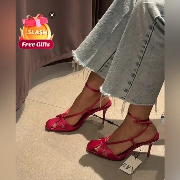 🔥🔥Zara Pink Strappy Heels - Picture 1 of 10